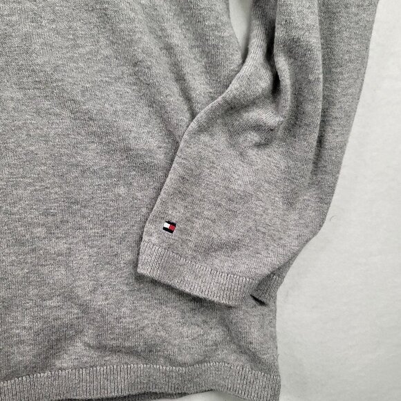 Tommy Hilfiger Womens XL Gray Crewneck Sweatshirt Striped Studded Logo - Picture 6 of 9